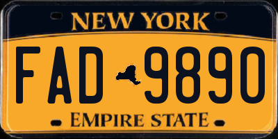 NY license plate FAD9890