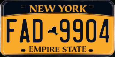 NY license plate FAD9904