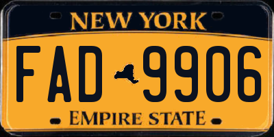 NY license plate FAD9906