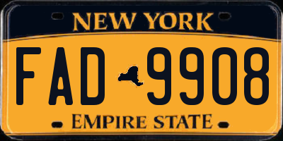 NY license plate FAD9908