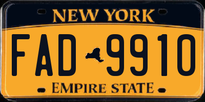 NY license plate FAD9910