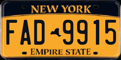 NY license plate FAD9915