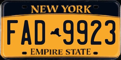 NY license plate FAD9923