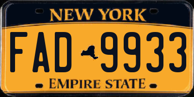 NY license plate FAD9933