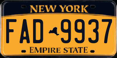 NY license plate FAD9937