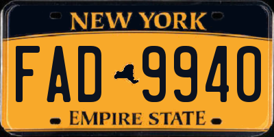 NY license plate FAD9940