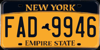 NY license plate FAD9946