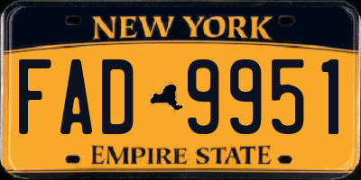 NY license plate FAD9951