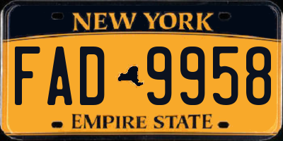 NY license plate FAD9958