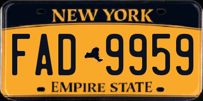 NY license plate FAD9959