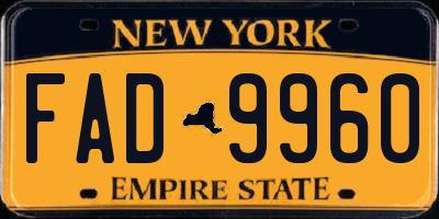 NY license plate FAD9960