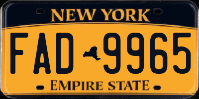 NY license plate FAD9965