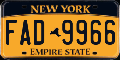 NY license plate FAD9966