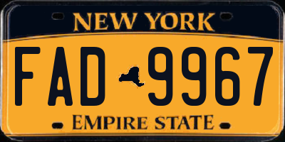 NY license plate FAD9967