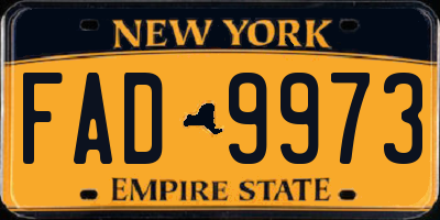 NY license plate FAD9973