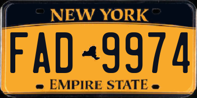 NY license plate FAD9974