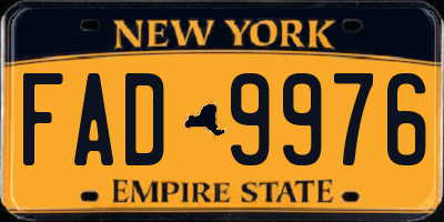 NY license plate FAD9976