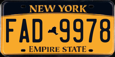 NY license plate FAD9978