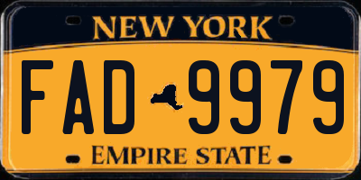 NY license plate FAD9979