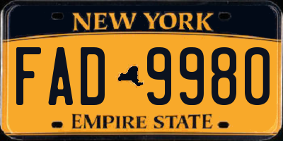 NY license plate FAD9980