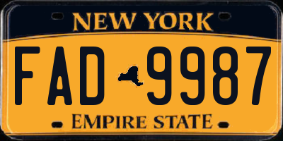 NY license plate FAD9987