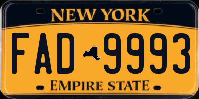 NY license plate FAD9993