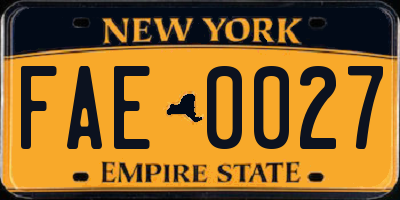 NY license plate FAE0027