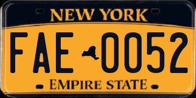 NY license plate FAE0052