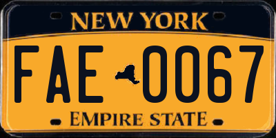 NY license plate FAE0067