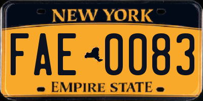 NY license plate FAE0083