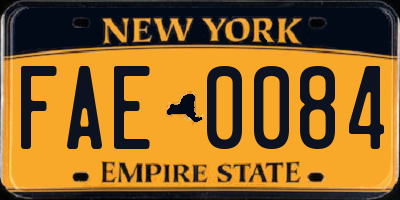 NY license plate FAE0084
