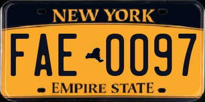 NY license plate FAE0097