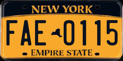 NY license plate FAE0115