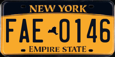 NY license plate FAE0146