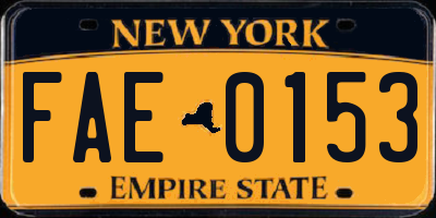 NY license plate FAE0153