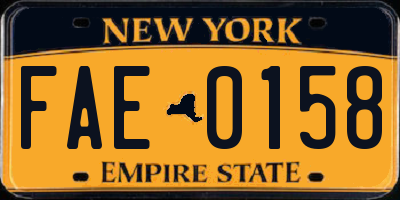 NY license plate FAE0158