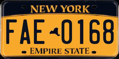 NY license plate FAE0168