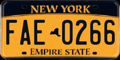 NY license plate FAE0266