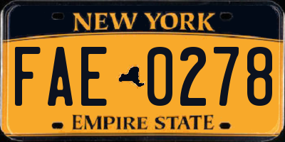 NY license plate FAE0278