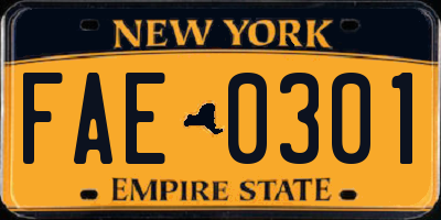 NY license plate FAE0301