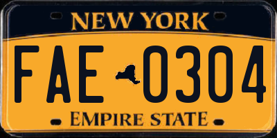 NY license plate FAE0304