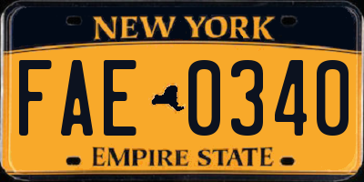 NY license plate FAE0340