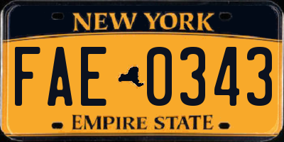 NY license plate FAE0343