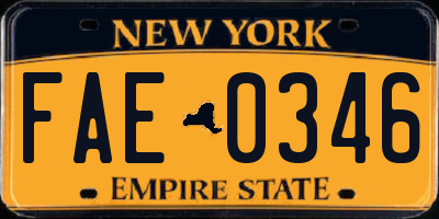 NY license plate FAE0346