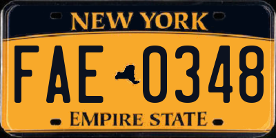 NY license plate FAE0348