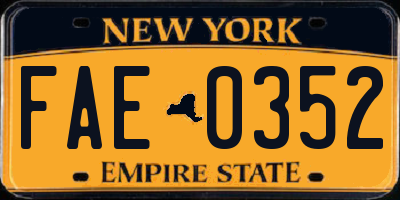 NY license plate FAE0352