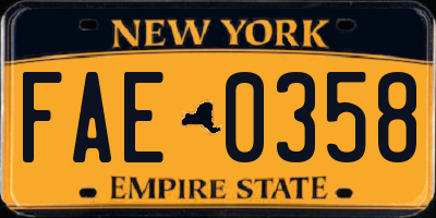 NY license plate FAE0358