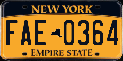 NY license plate FAE0364