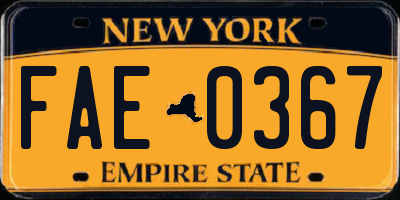 NY license plate FAE0367