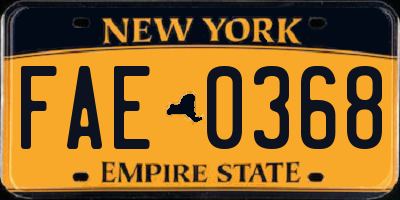 NY license plate FAE0368